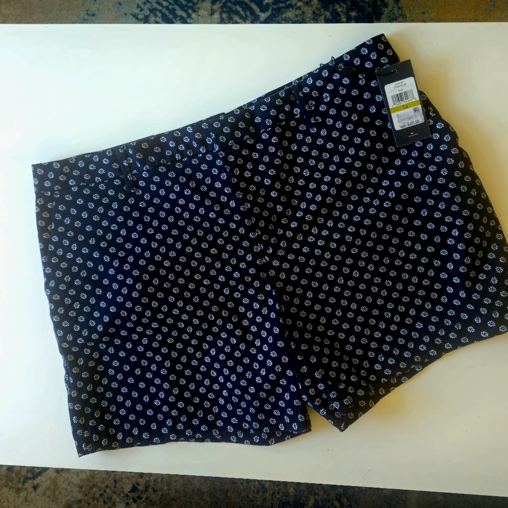 Navy Blue Patterned Shorts